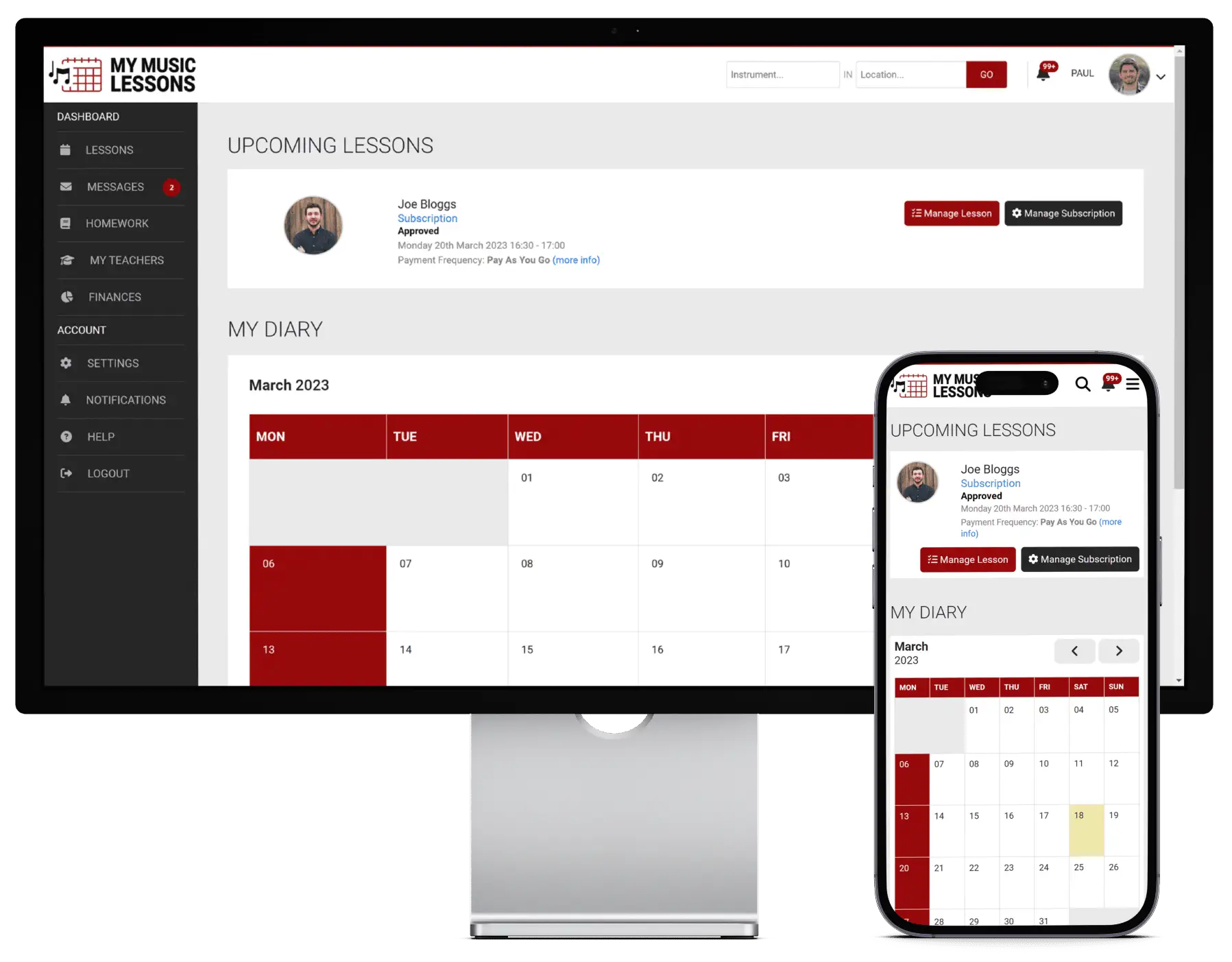 Desktop, tablet and mobile-friendly scheduling.